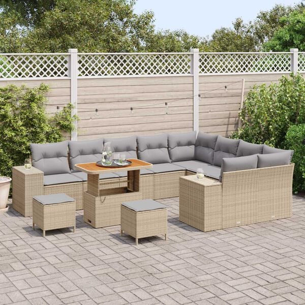 vidaXL Garten-Sofa-Set 12 pcs Beige Poly-Rattan