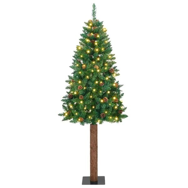 vidaXL Schlanker Weihnachtsbaum mit 300 LEDs mit St&auml;nder Gr&uuml;n 180 cm