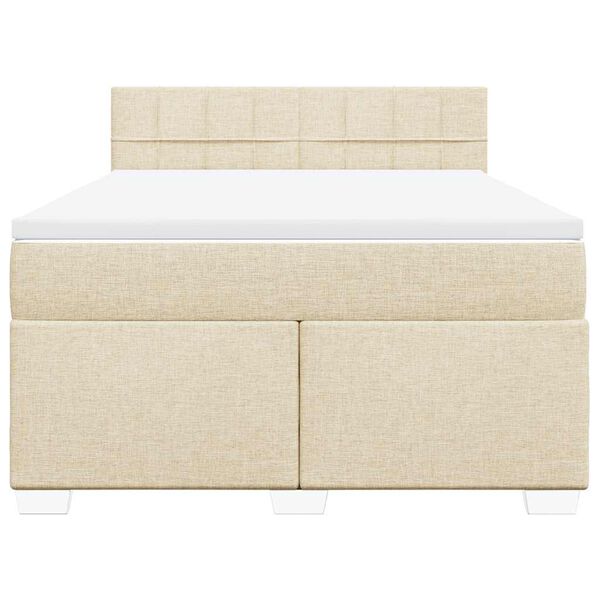 vidaXL Boxspringbett mit Matratze Creme 140x190 cm Stoff