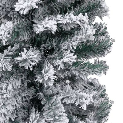 vidaXL Weihnachtsbaum Schlank mit Beleuchtung & Schnee Grün 210 cm PVC