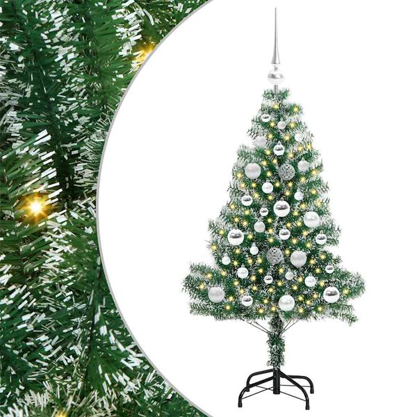 vidaXL Künstlicher Weihnachtsbaum beschneit mit LED Licht 120 cm