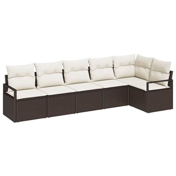 vidaXL Gartensofa-set mit Kissen 6 pcs Braun und Wei&szlig; Poly-Rattan