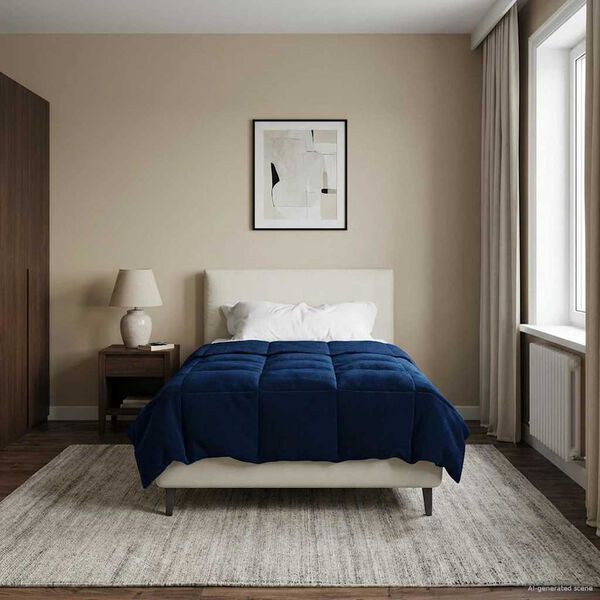 vidaXL Sommerdecke Gepolstert Dunkelblau 135 x 200 cm Mikrofaser