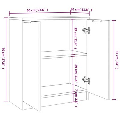 vidaXL Sideboards 2 Stk. Braun Eichen-Optik 60x30x70 cm Holzwerkstoff