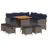 vidaXL 6-tlg. Garten-Sofagarnitur mit Kissen L-Form Grau Poly Rattan