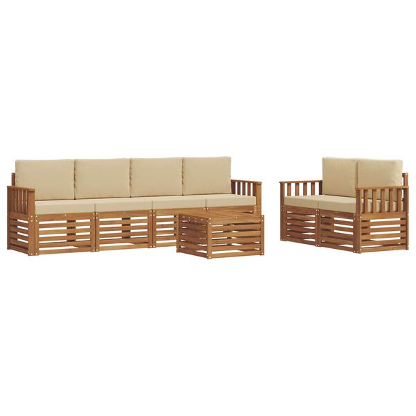 vidaXL Sofagarnituren 7 pcs Natur und Beige Massivholz Akazie
