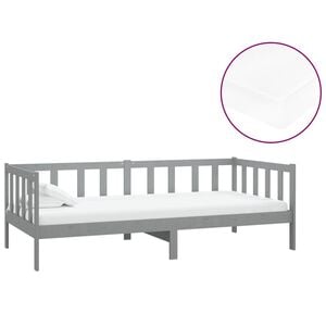 vidaXL Tagesbett mit Matratze 90x200 cm Grau Kiefer Massivholz