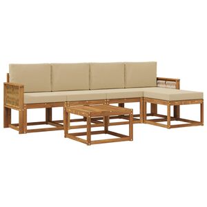 vidaXL Outdoor-Sofagarnitur mit Kissen 6 pcs Natur und Beige Polyester