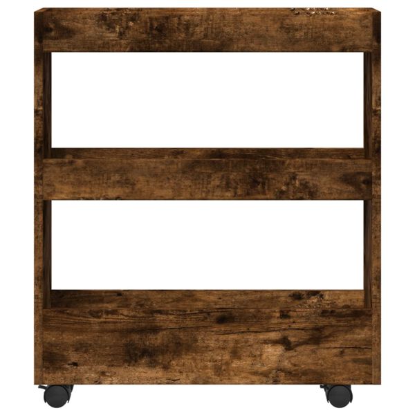 vidaXL Aufbewahrungswagen Schmal 3 Etagen R&auml;uchereiche Holzwerkstoff