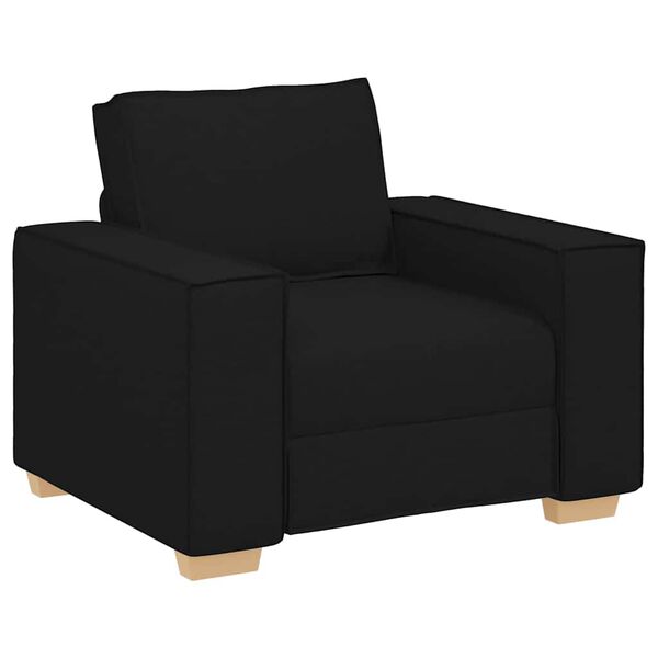 vidaXL Sofa 3 pcs Schwarz 220 x 80 x 84 cm Leinenmischgewebe