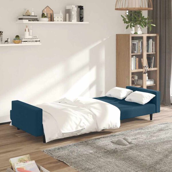 vidaXL Schlafsofa 2-Sitzer Blau Samt