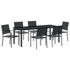 vidaXL Garten Essgruppe 7 pcs Schwarz PE-Rattan