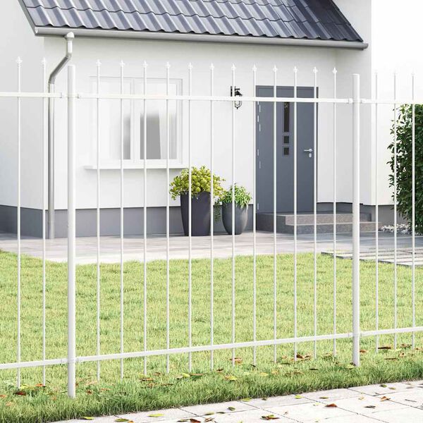 vidaXL Gartenzaun 8 pcs Wei&szlig; 13,6 x 1,5 m Pulverbeschichteter Stahl