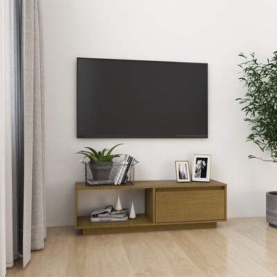 vidaXL TV-Schrank Honigbraun 110x30x33,5 cm Massivholz Kiefer