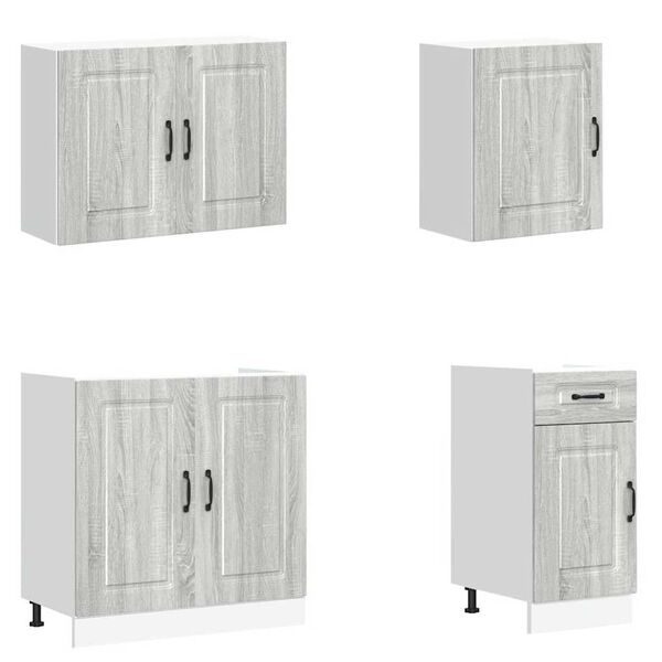 vidaXL 7-tlg. Küchenschrank-Set Kalmar Grau Sonoma Holzwerkstoff