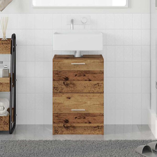 vidaXL Badezimmerschrank mit T&uuml;r Altholz 40 x 37 x 59 cm Holzwerkstoff