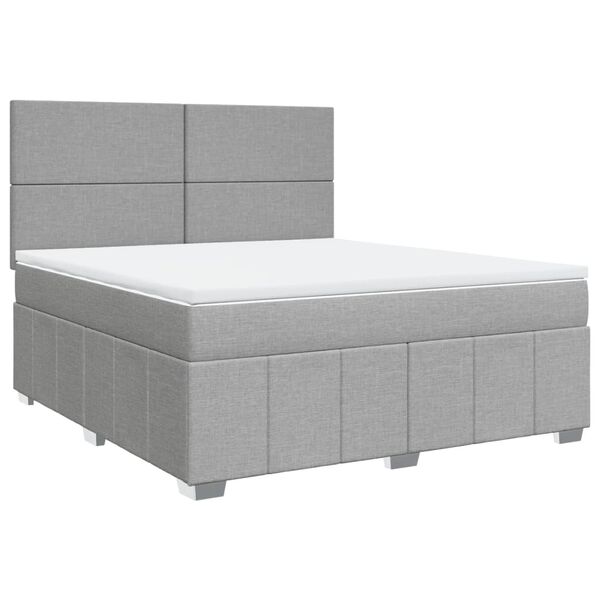 vidaXL Boxspringbett mit Matratze Hellgrau 180x200 cm Stoff