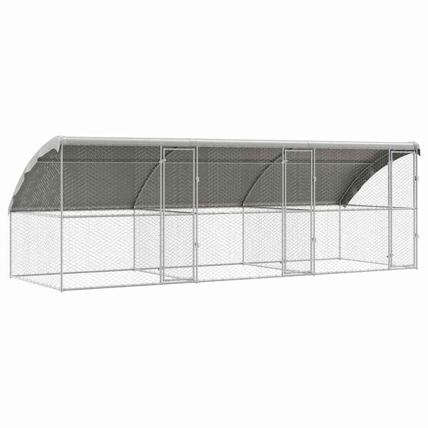 vidaXL Hundek&auml;fig 3 pcs Silber 6 x 2 x 2 m Verzinkter Stahl