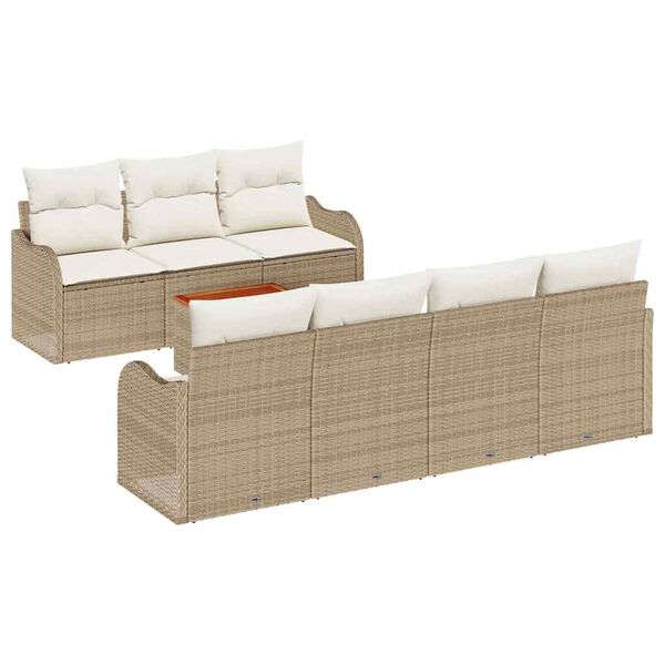 vidaXL Gartensofa-set mit Kissen 8 pcs Beige Poly-Rattan