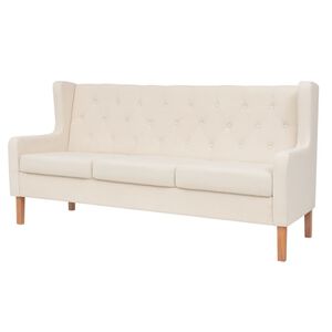 vidaXL Sofa 3-Sitzer Stoff Cremewei&szlig;