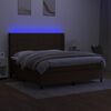 vidaXL Boxspringbett mit Matratze & LED Dunkelbraun 160x200 cm Stoff