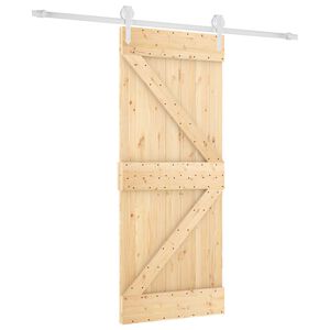 vidaXL Schiebet&uuml;r Nat&uuml;rlich und Wei&szlig; 85 x 210 cm Massivkiefer