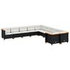 vidaXL 10-tlg. Garten-Sofagarnitur mit Kissen Schwarz Poly Rattan