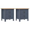 vidaXL Nachttische Hill 2 Stk. Grau 46x35x49,5 cm Massivholz Kiefer