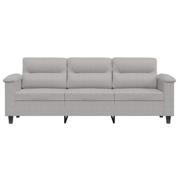 vidaXL 3-Sitzer-Sofa Hellgrau 180 cm Mikrofasergewebe
