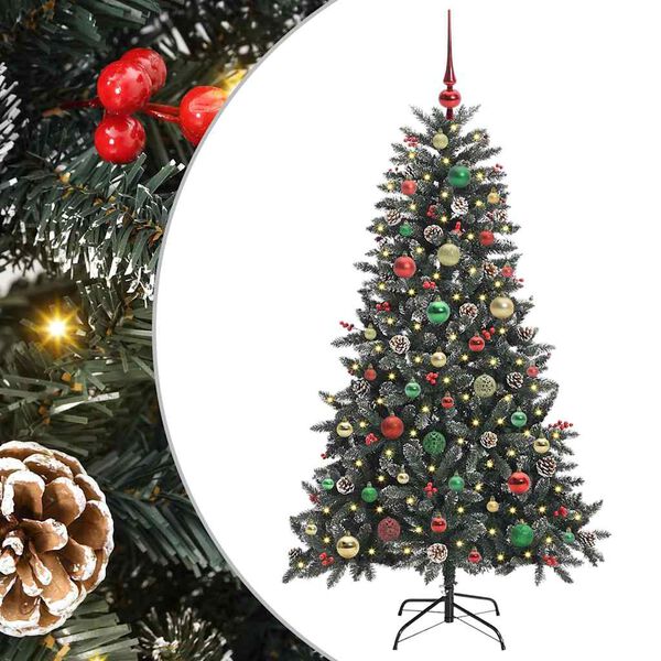 vidaXL K&uuml;nstlicher Weihnachtsbaum Gr&uuml;n 150 cm PVC, Plastik und Stahl