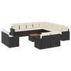 vidaXL 14-tlg. Garten-Sofagarnitur mit Kissen Schwarz Poly Rattan