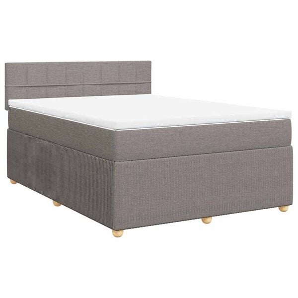 vidaXL Boxspringbett mit Matratze Taupe 140x190 cm Stoff
