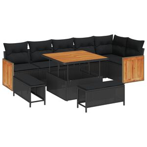 vidaXL Gartensofa-set 9 stk. 9-Sitzanzahl Schwarz