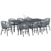vidaXL Garten Essgruppe 9 pcs Grau Poly-Rattan