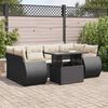 vidaXL 7-tlg. Garten-Sofagarnitur mit Kissen Schwarz Poly Rattan