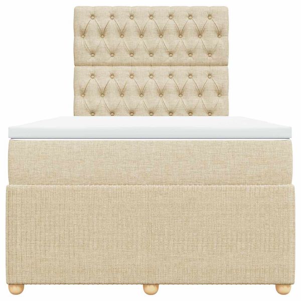 vidaXL Boxspringbett mit Matratze Creme 120x190 cm Stoff