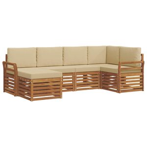 vidaXL Ecksofa Set mit Kissen 6 pcs Natur und Beige Massivholz Akazie
