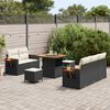 vidaXL Gartensofa-set mit Kissen 10 pcs Schwarz und Creme Poly-Rattan