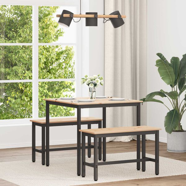 vidaXL Esstisch Natur 80 x 80 x 75 cm Massives Kiefernholz