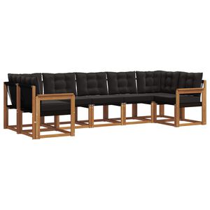 vidaXL Outdoor-Sofagarnitur mit Kissen 7 pcs Nat&uuml;rlich und Schwarz