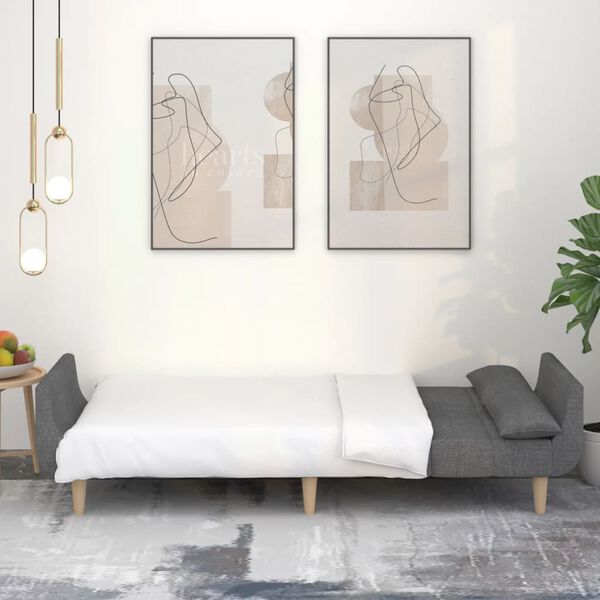 vidaXL Schlafsofa 2-Sitzer mit 2 Kissen Hellgrau Stoff