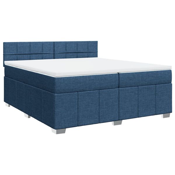 vidaXL Boxspringbett mit Matratze Blau 200x200 cm Stoff
