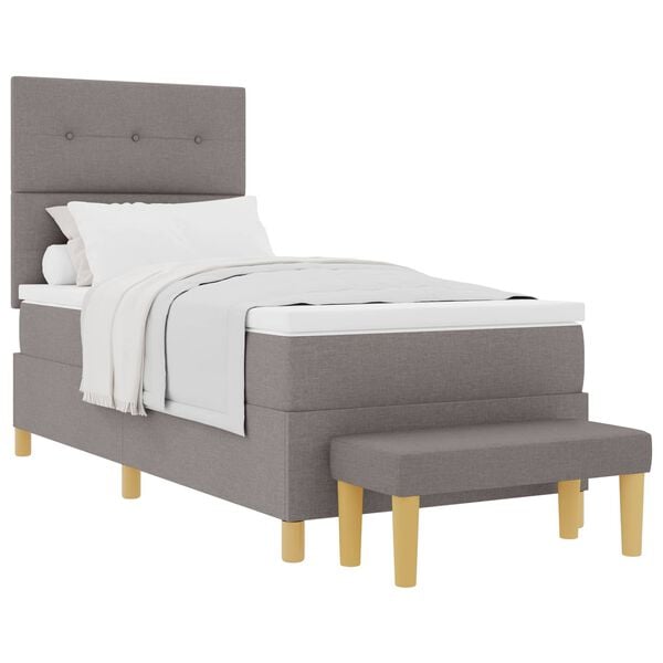 vidaXL Boxspringbett mit Matratze mit Kopfteil Taupe 90 x 190 cm Stoff