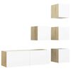 vidaXL 5-tlg. TV-Schrank-Set Wei&szlig; Sonoma-Eiche Holzwerkstoff