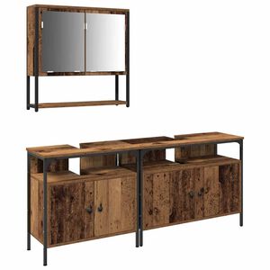 vidaXL Badezimmerm&ouml;bel-Set 3 Stk. Braun Holzwerkstoff