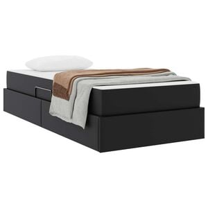 vidaXL Aufbewahrungsbett mit Matratze 2 stk. Schwarz Leder
