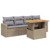 vidaXL 5-tlg. Garten-Sofagarnitur mit Kissen Beige Poly Rattan