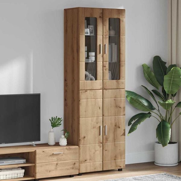 vidaXL Highboard mit T&uuml;r Artisan-Eiche 60 x 35 x 182 cm Holzwerkstoff
