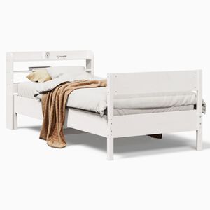vidaXL Massivholzbett ohne Matratze Wei&szlig; 75x190 cm Kiefernholz