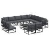 vidaXL Garten-Sofa-Set mit Kissen 13 pcs Schwarz Aluminium